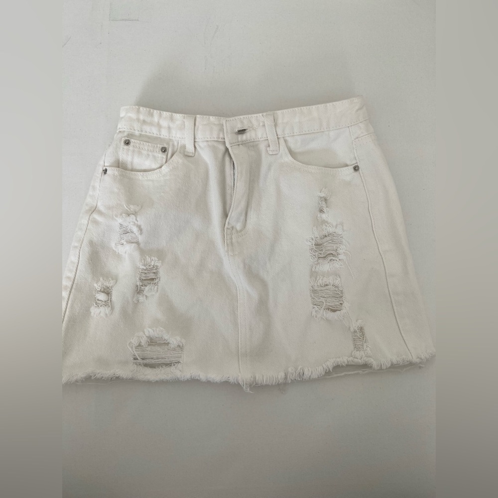 White Denim Skirt